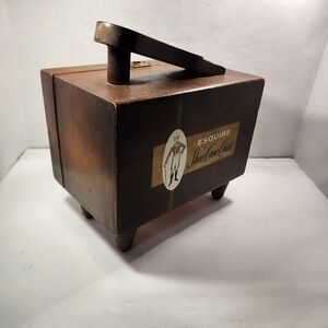VTG Esquire Shoe Shine Box w/ VTG polish and brushes.  RARE COLLECTIBLE.